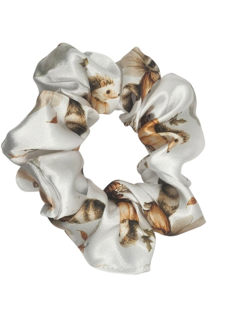 Satin Hair Scrunchie Woodland Animals Print